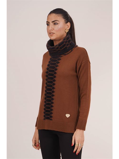 Maglia in misto lana Love To Love by Gai Mattiolo | LT705BISCOTTO/NERO